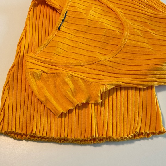 SIMON MILLER Rib Scoop Neck Cap Sleeve Long Dress, Vibrant Yellow/Orange, Sz XS - Picture 5 of 15